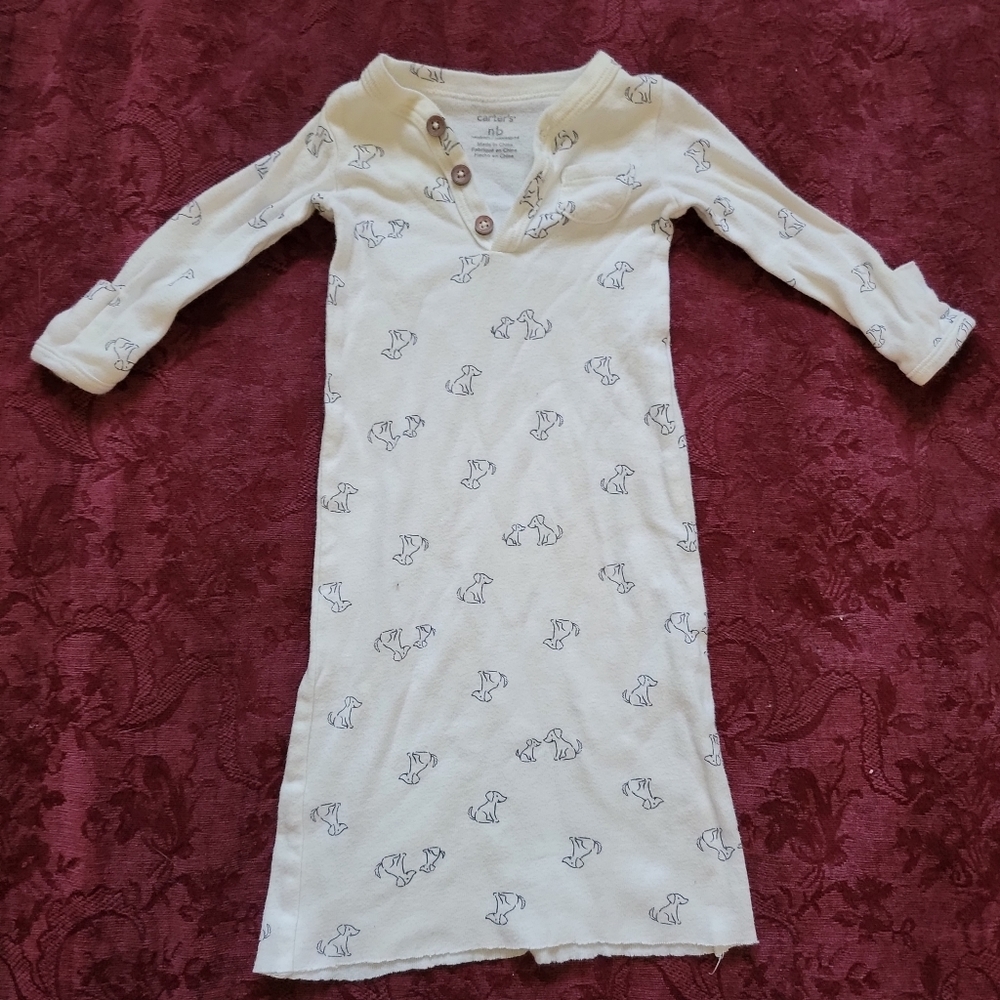 Newborn Carter's Baby Puppy Longsleeve Sleeper Gown